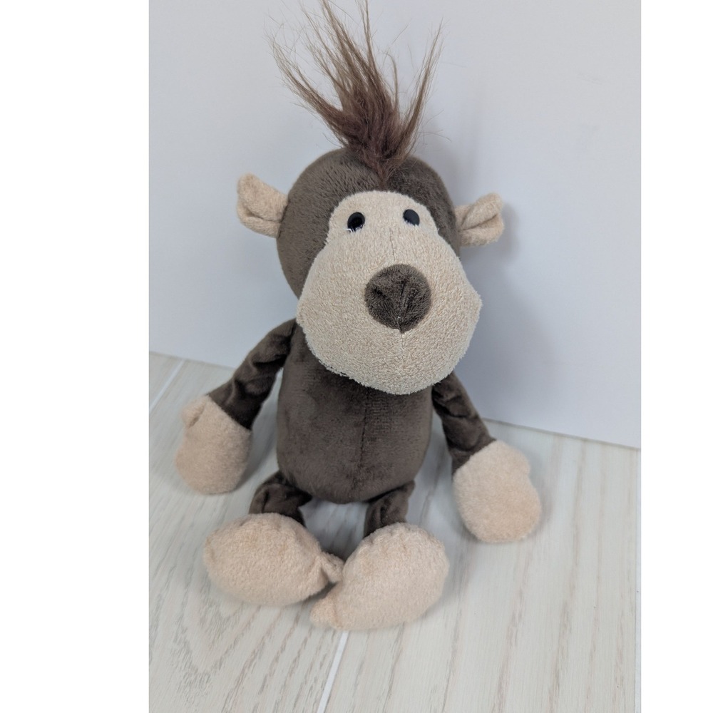 Monkey Plush Toy Brown Beige Tan hands feet long snout Tuft Hair